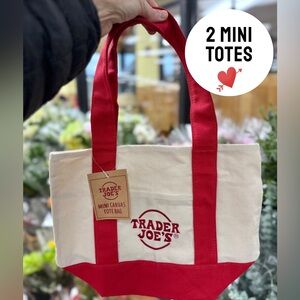 (Set of 2) Trader Joe’s Canvas Mini Tote ❤️ RED Valentine’s bags
